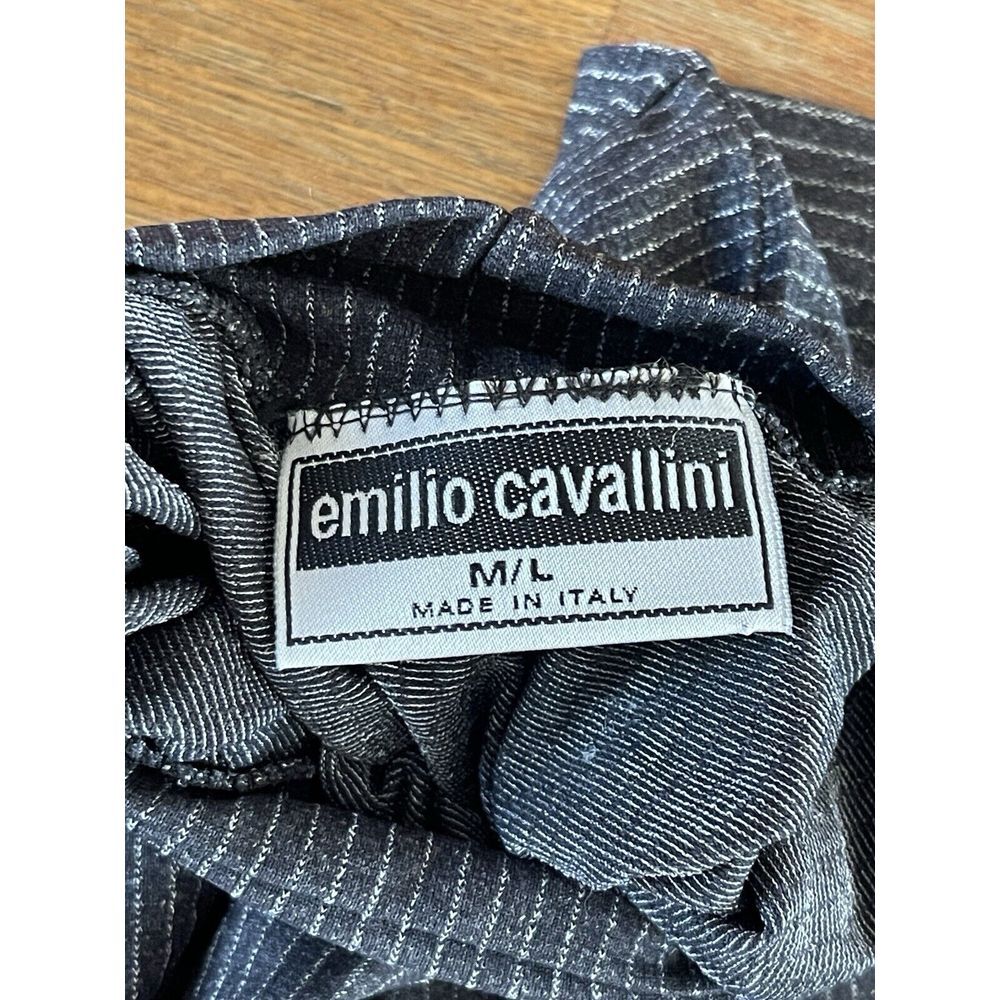 EMILIO CAVALLINI Top Medium Stretch Knit Mock Neck Body-con Gray Beige Italy - Picture 2 of 16